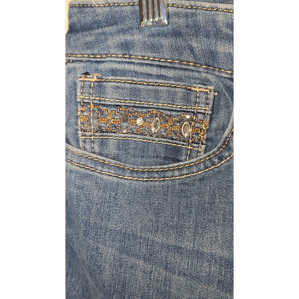 Christopher & Banks Women's Jeans 12 Tapered High Rise Stretch Medium Wash Bling - Picture 2 of 12